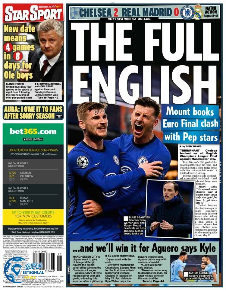 روزنامه ورزشی استار اسپورت پنجشنبه 16 اردیبهشت 1400