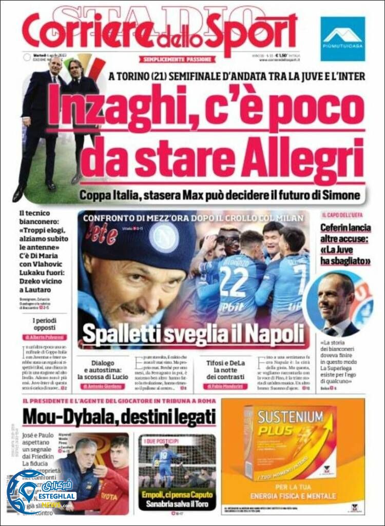 روزنامه  ورزشی کوریره دلو اسپورت سه شنبه 15 فروردین 1402 