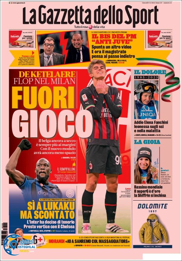 روزنامه ورزشی گاتزتا دلو اسپورت پنجشنبه 20 بهمن 1401 