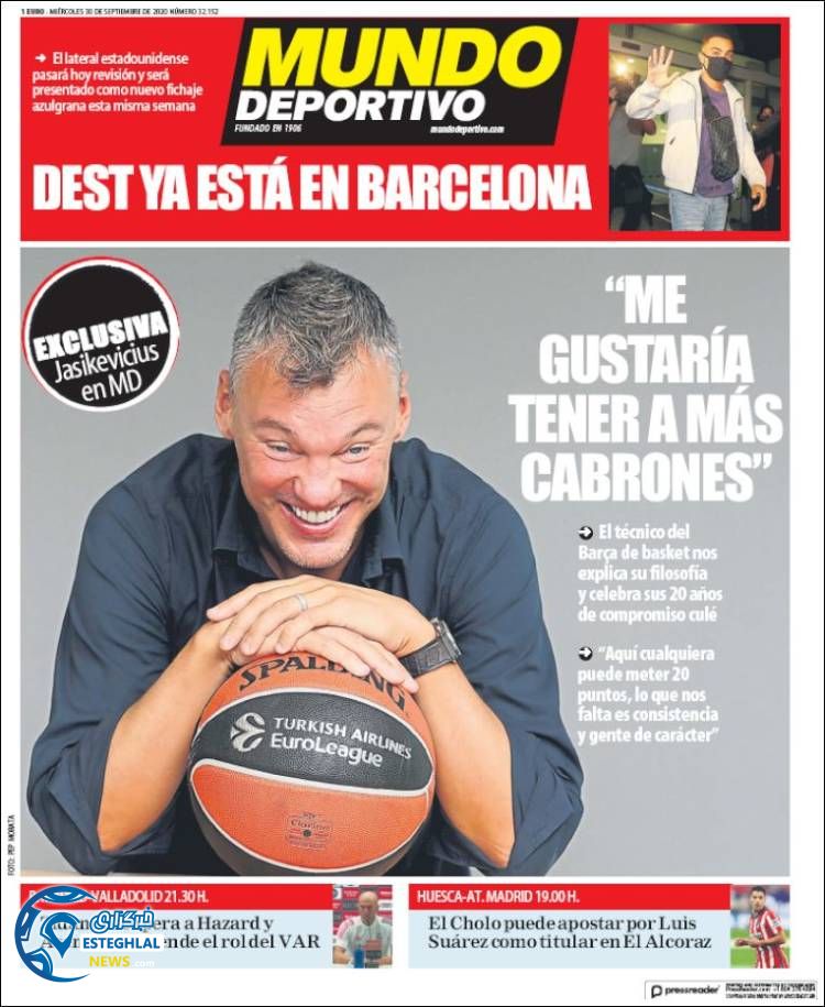 روزنامه ورزشی موندو دپورتیوو چهارشنبه 9 مهر 1399