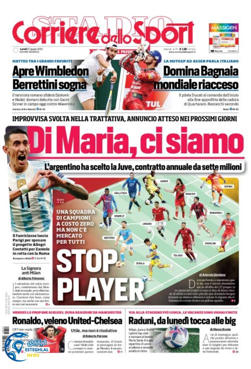 روزنامه ورزشی کوریره دلو اسپورت دوشنبه 6 تیر 1401