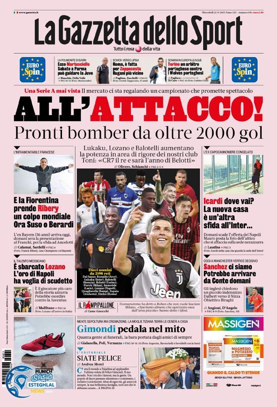 روزنامه ورزشی گاتزتا دلو اسپورت چهارشنبه 30 مرداد 1398