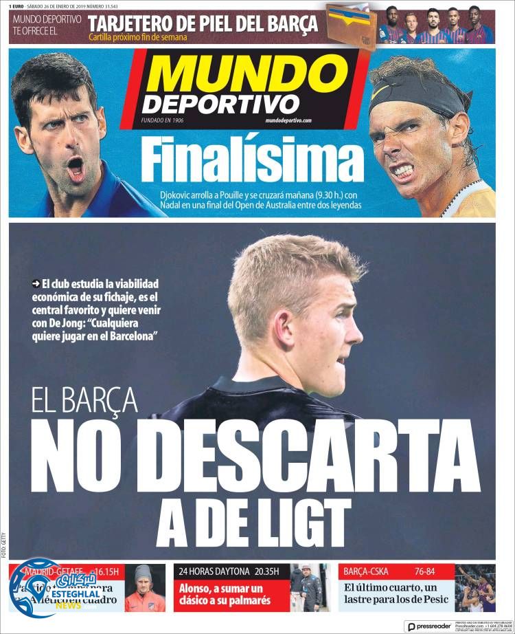 روزنامه ورزشی موندو دپورتیوو شنبه 6 بهمن 1397