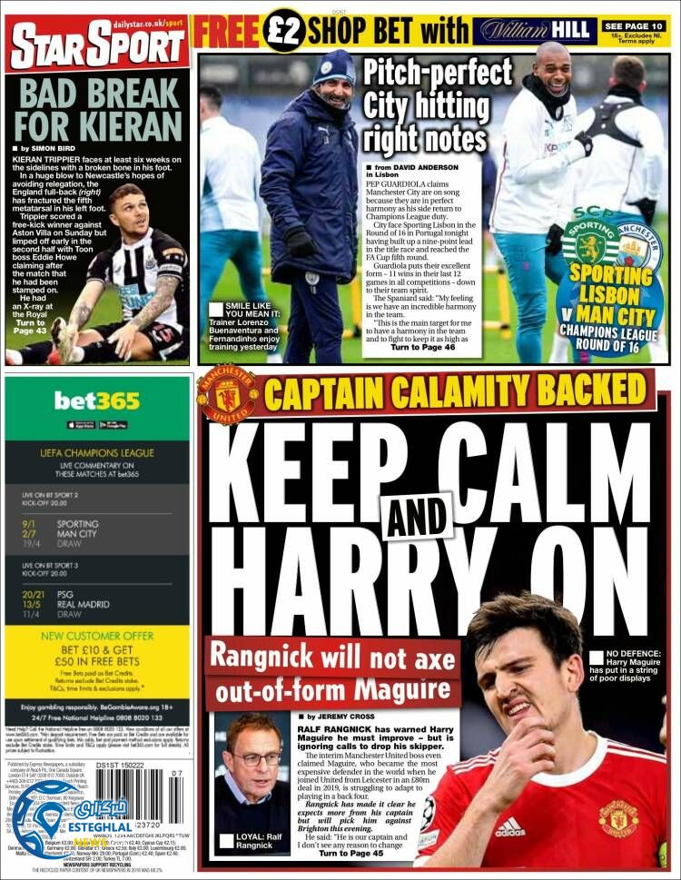 روزنامه ورزشی استار اسپورت سه شنبه 26 بهمن 1400