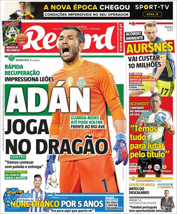 روزنامه ورزشی رکورد جمعه 14 مرداد 1401 