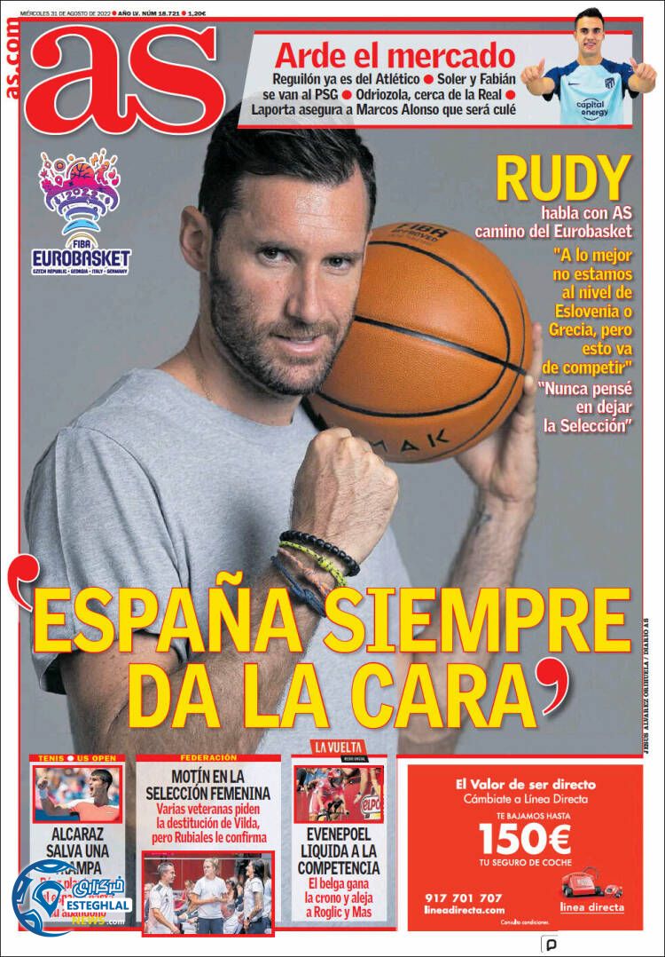 روزنامه ورزشی آ اس چهارشنبه 9 شهریور 1401