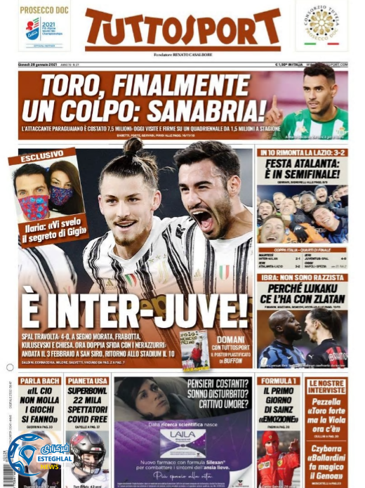 روزنامه ورزشی توتو اسپورت پنجشنبه 9 بهمن 1399