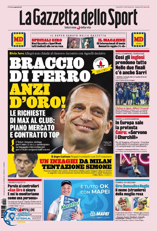 روزنامه ورزشی گاتزتا دلو اسپورت جمعه 20 اردیبهشت 1398