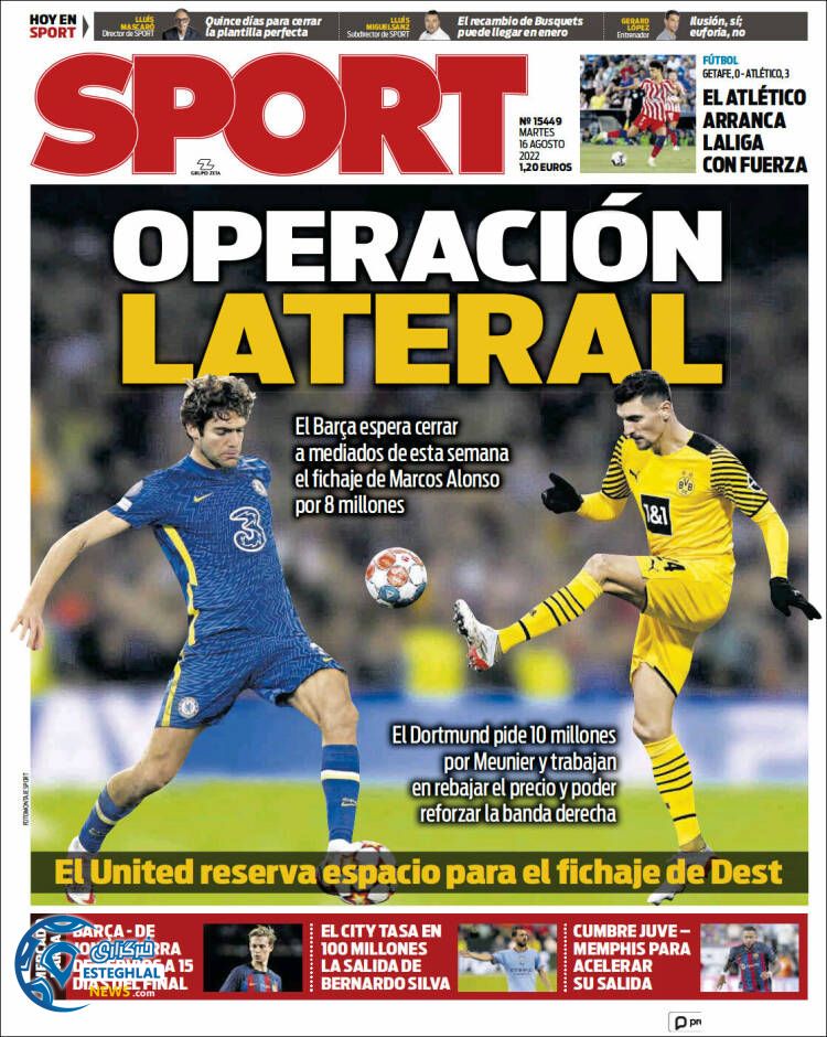 روزنامه ورزشی اسپورت سه شنبه 25 مرداد 1401