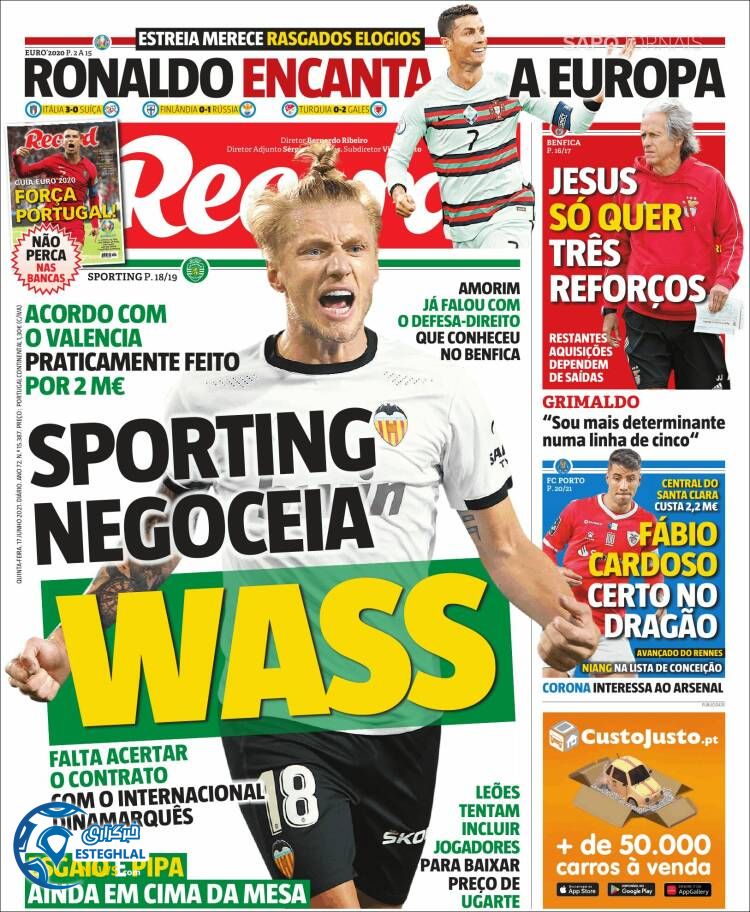 روزنامه ورزشی رکورد پنجشنبه 27 خرداد 1400