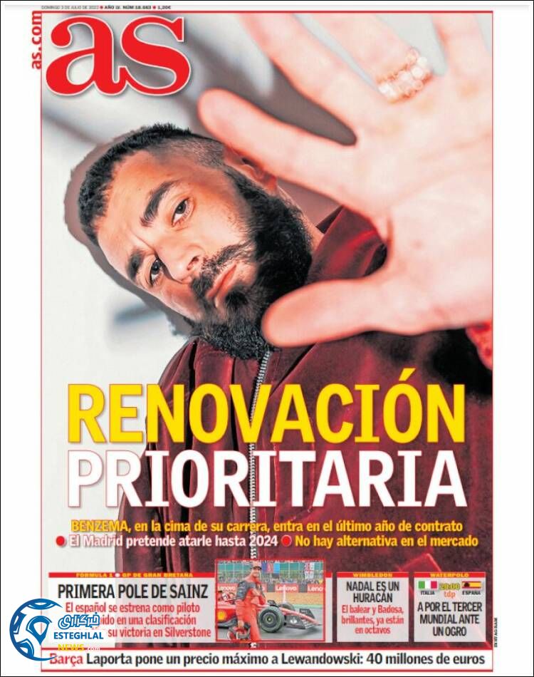 روزنامه ورزشی آ اس یکشنبه 12 تیر 1401