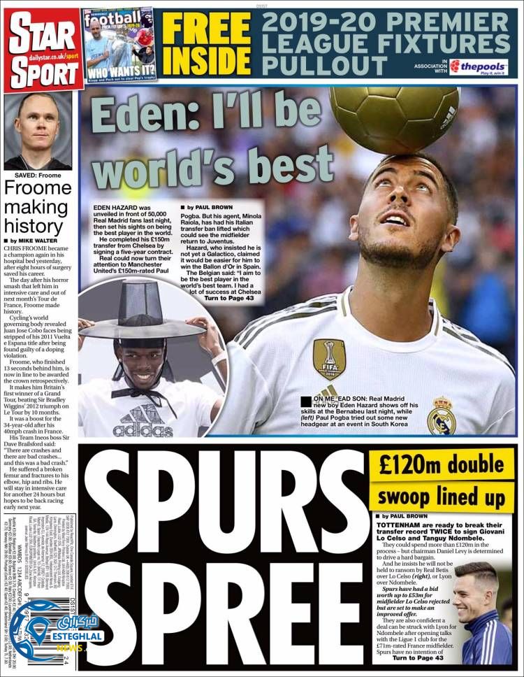 روزنامه ورزشی استار اسپورت جمعه 24 خرداد 1398