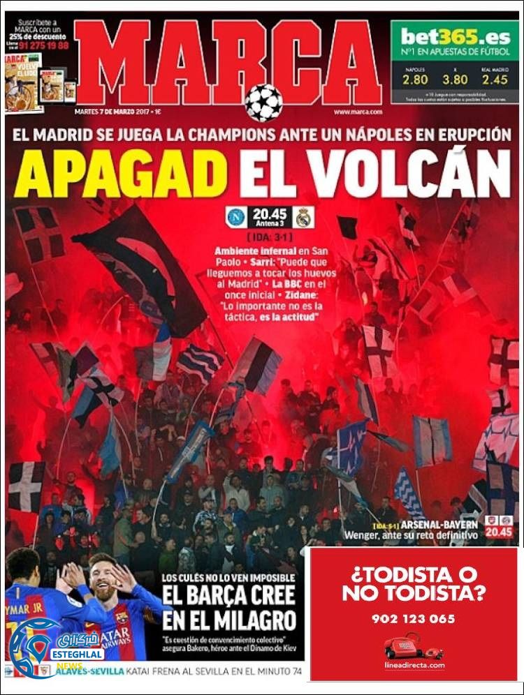 روزنامه های ورزشی جهان 17 اسفند