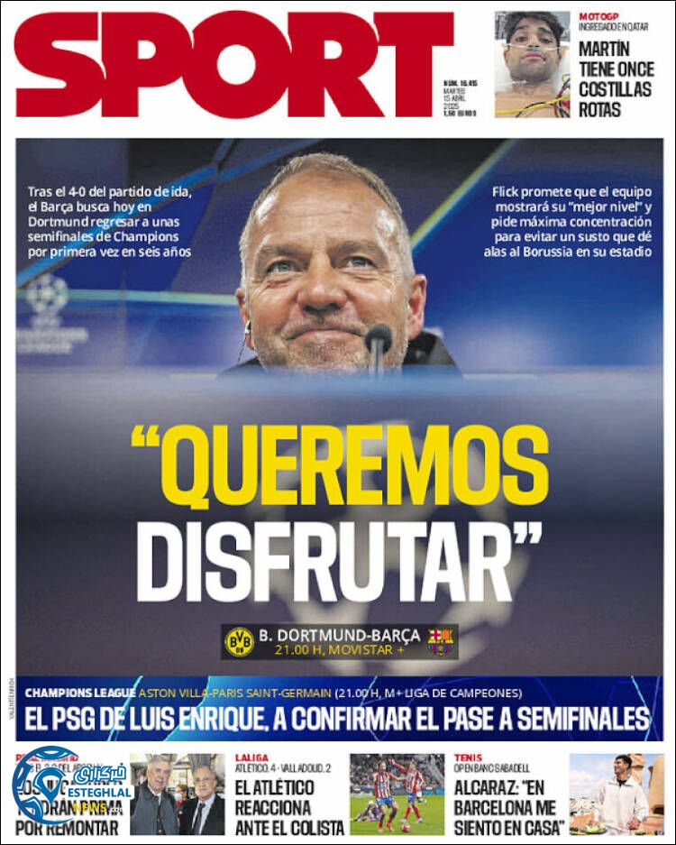 روزنامه ورزشی اسپورت سه شنبه 26 فروردین 1404  