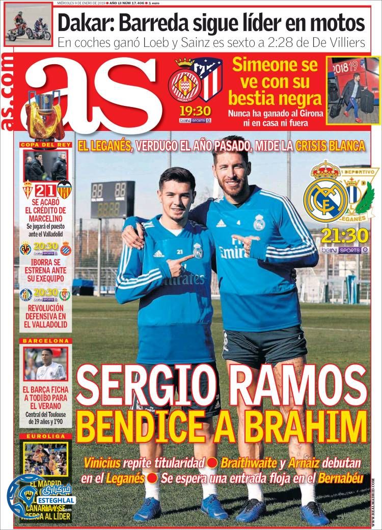 روزنامه ورزشی آ اس چهارشنبه 19 دی 1397