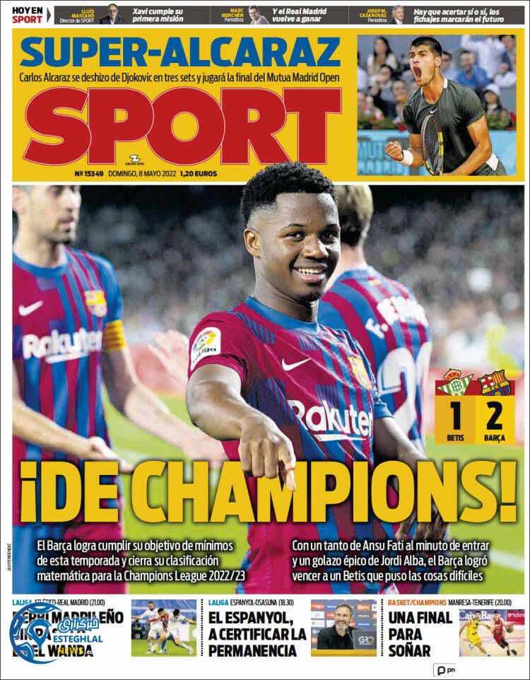 روزنامه ورزشی اسپورت یکشنبه 18 اردیبهشت 1401