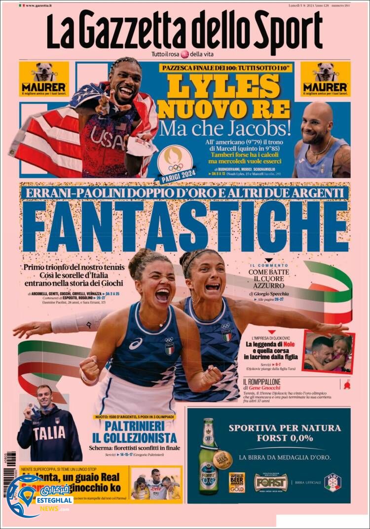 روزنامه ورزشی گاتزتا دلو اسپورت دوشنبه 15 مرداد 1403 