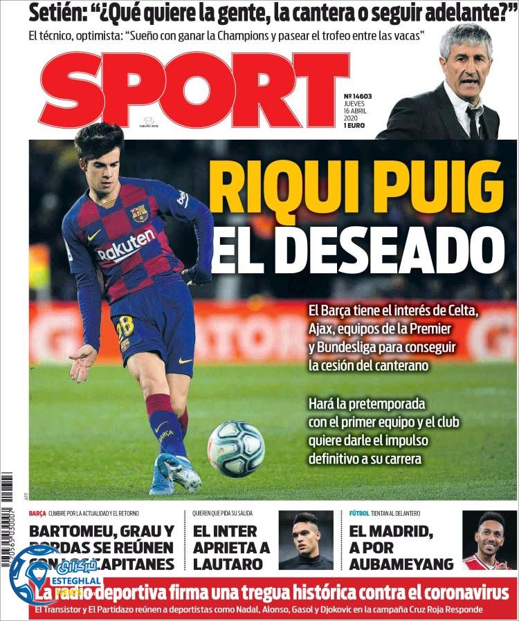 روزنامه ورزشی اسپورت پنجشنبه 28 فروردین 1399