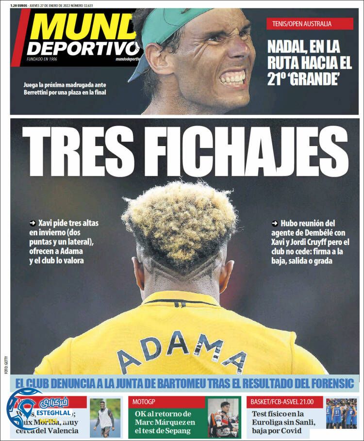 روزنامه ورزشی موندو دپورتیوو پنجشنبه 7 بهمن 1400