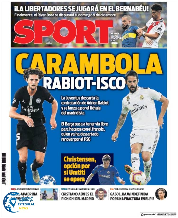 روزنامه اسپورت جمعه 9 آذر 1397