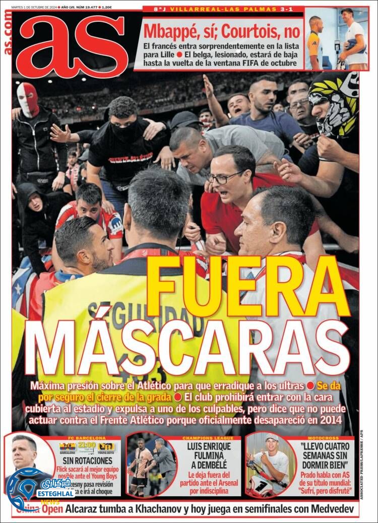 روزنامه ورزشی آ اس سه شنبه 10 مهر 1403 