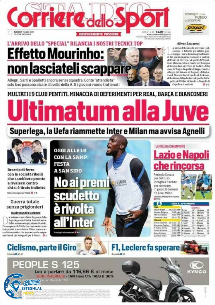 روزنامه ورزشی کوریره دلو اسپورت شنبه 18 اردیبهشت 1400