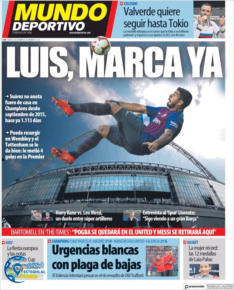 روزنامه ورزشی موندو دپورتیوو سه شنبه 10 مهر 1397