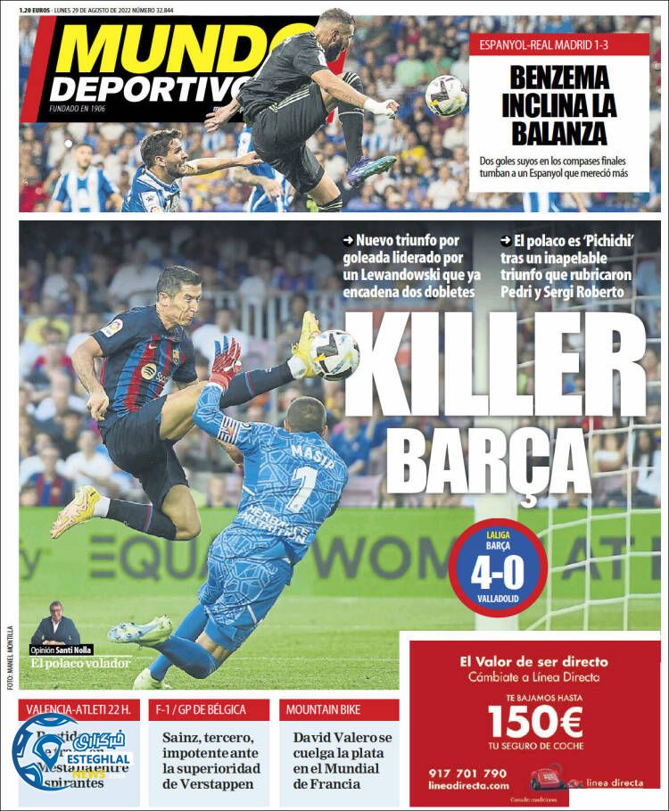 روزنامه ورزشی موندو دپورتیوو دوشنبه 7 شهریور 1401