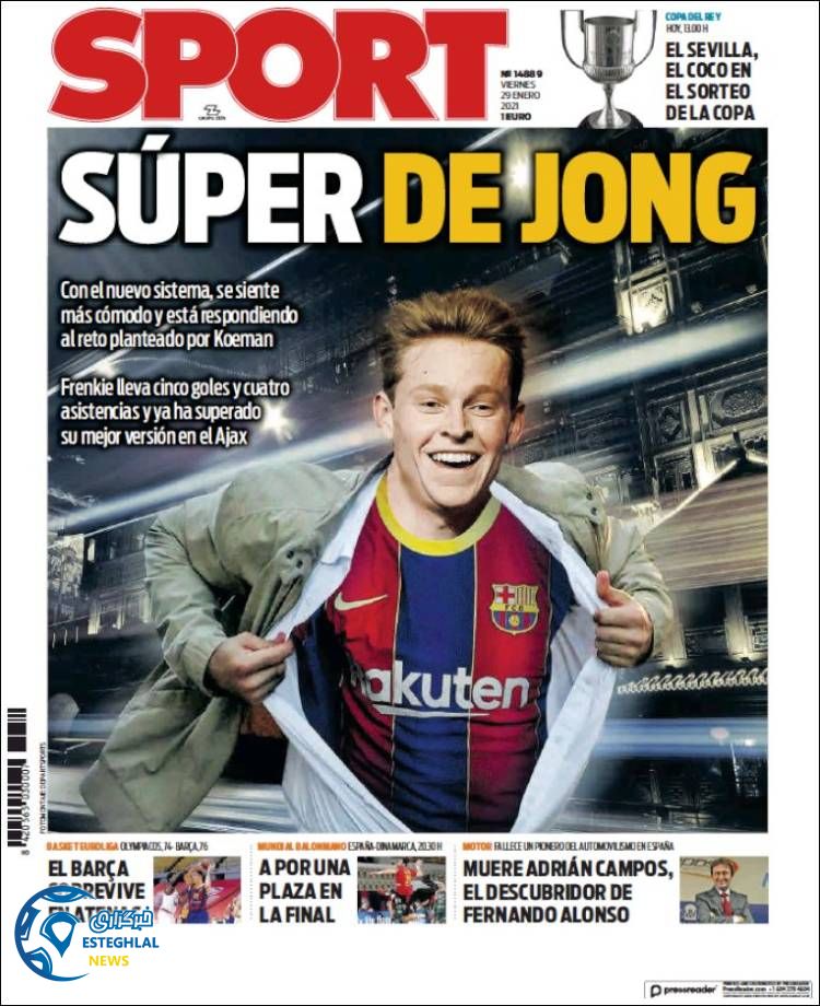 روزنامه ورزشی اسپورت جمعه 10 بهمن 1399