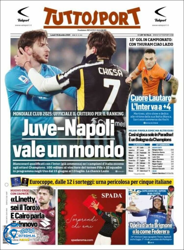 روزنامه ورزشی توتو اسپورت دوشنبه 27 آذر 1402 