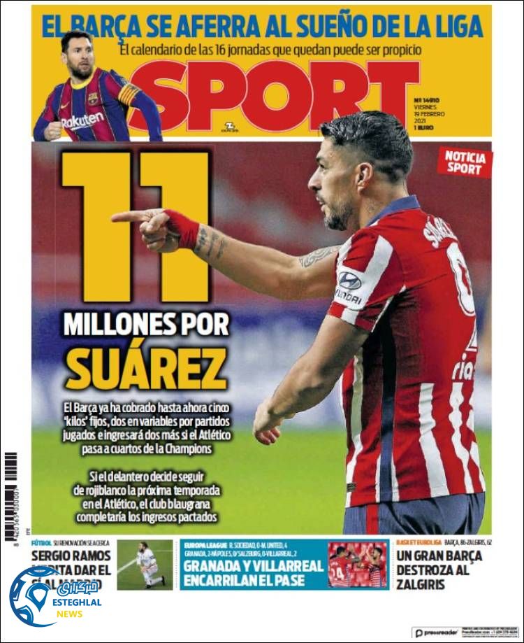 روزنامه ورزشی اسپورت جمعه 1 اسفند  1399