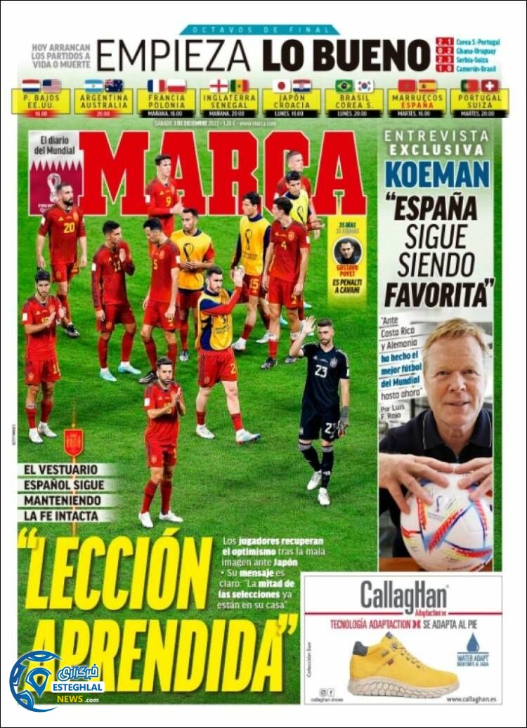 روزنامه ورزشی مارکا شنبه 12 آذر 1401