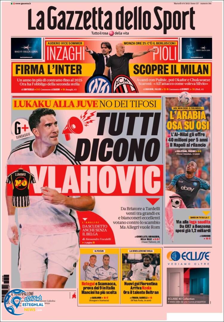 روزنامه ورزشی گاتزتا دلو اسپورت سه شنبه 17 مرداد 1402  