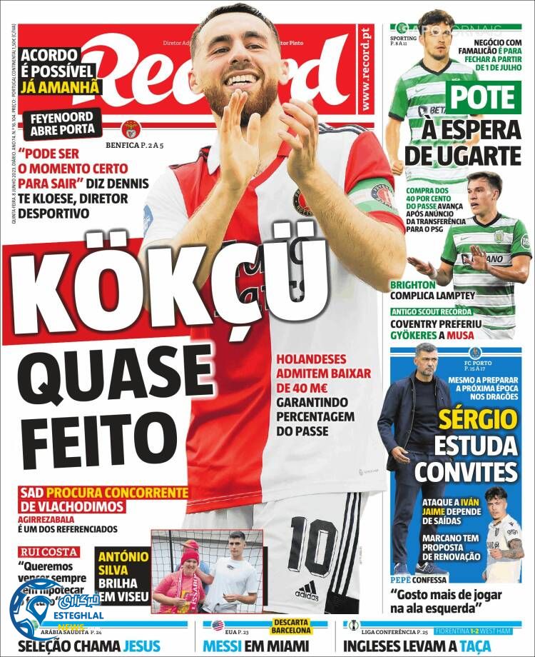 روزنامه ورزشی رکورد پنجشنبه 18 خرداد 1402 