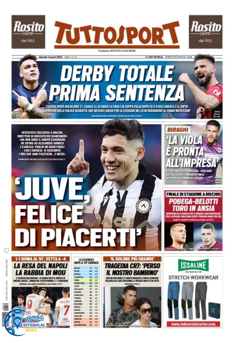 روزنامه ورزشی توتو اسپورت سه شنبه 30 فروردین 1401