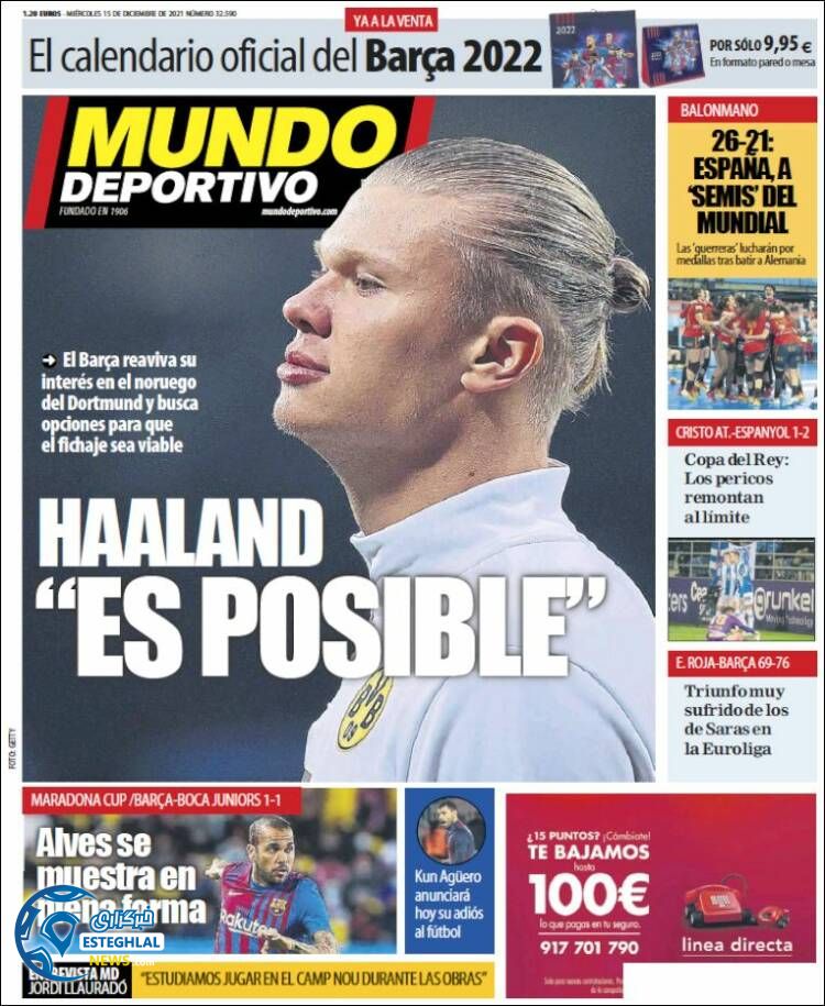 روزنامه ورزشی موندو دپورتیوو چهارشنبه 24 آذر 1400