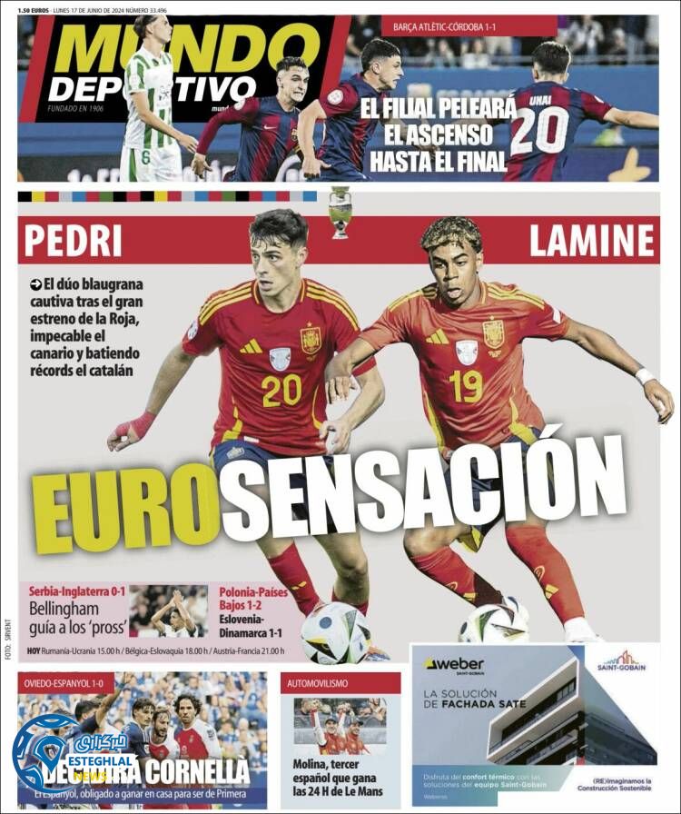 روزنامه ورزشی موندو دپورتیوو دوشنبه 28 خرداد 1403 