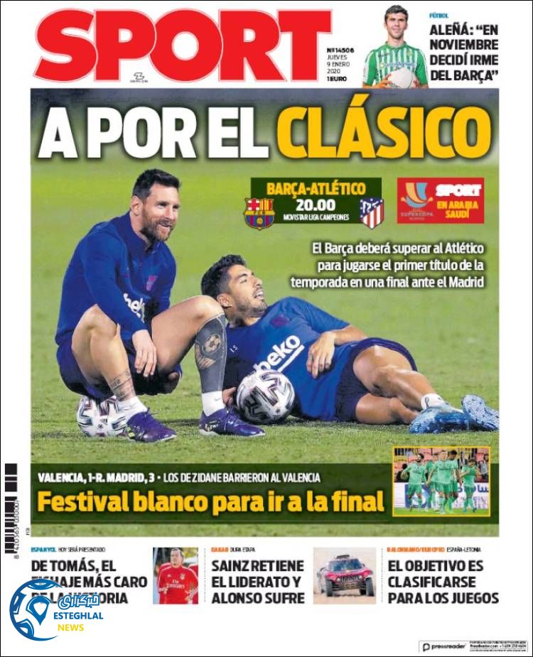 روزنامه ورزشی اسپورت پنجشنبه 19 دی 1398