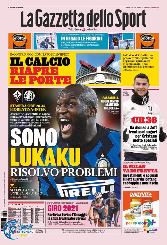 روزنامه ورزشی گاتزتا دلو اسپورت جمعه 17 بهمن 1399