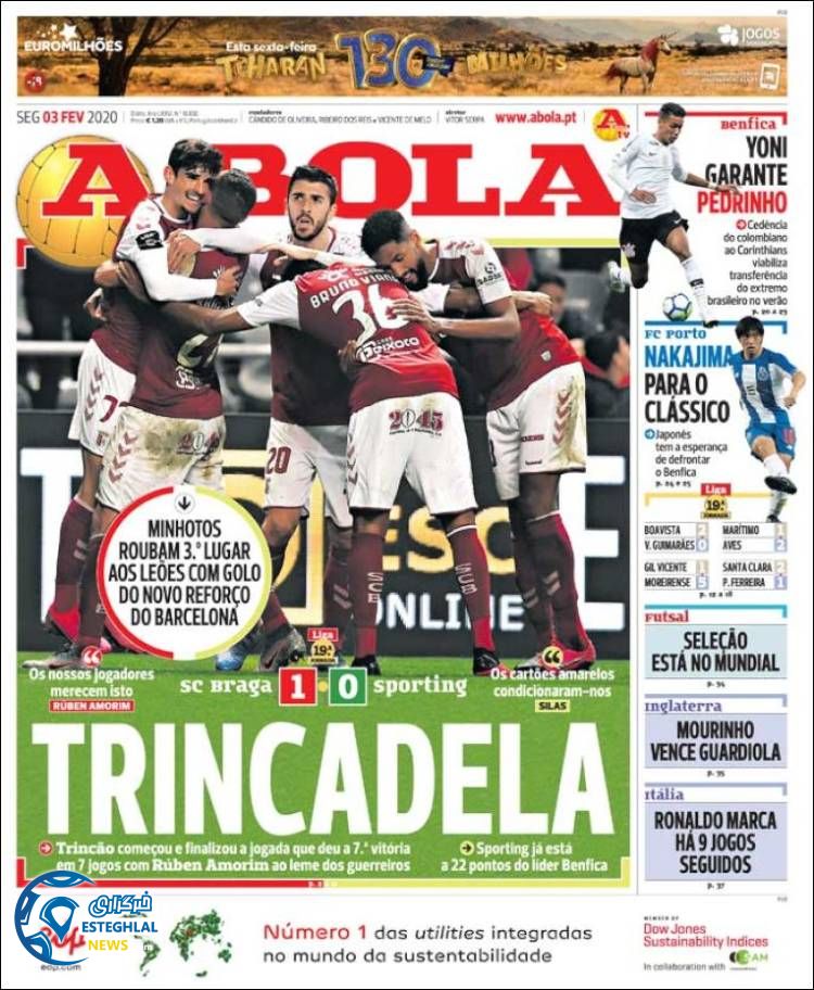 روزنامه ورزشی آبولا دوشنبه 14 بهمن 1398