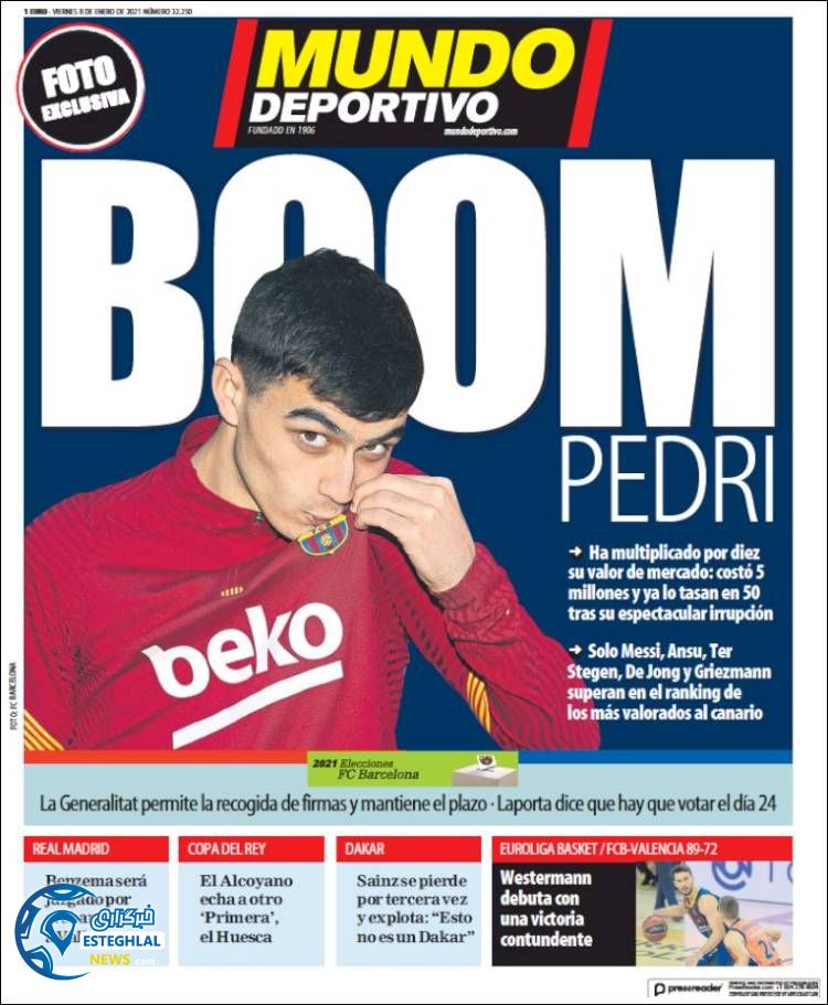 روزنامه ورزشی موندو دپورنیوو جمعه 19 دی 1399