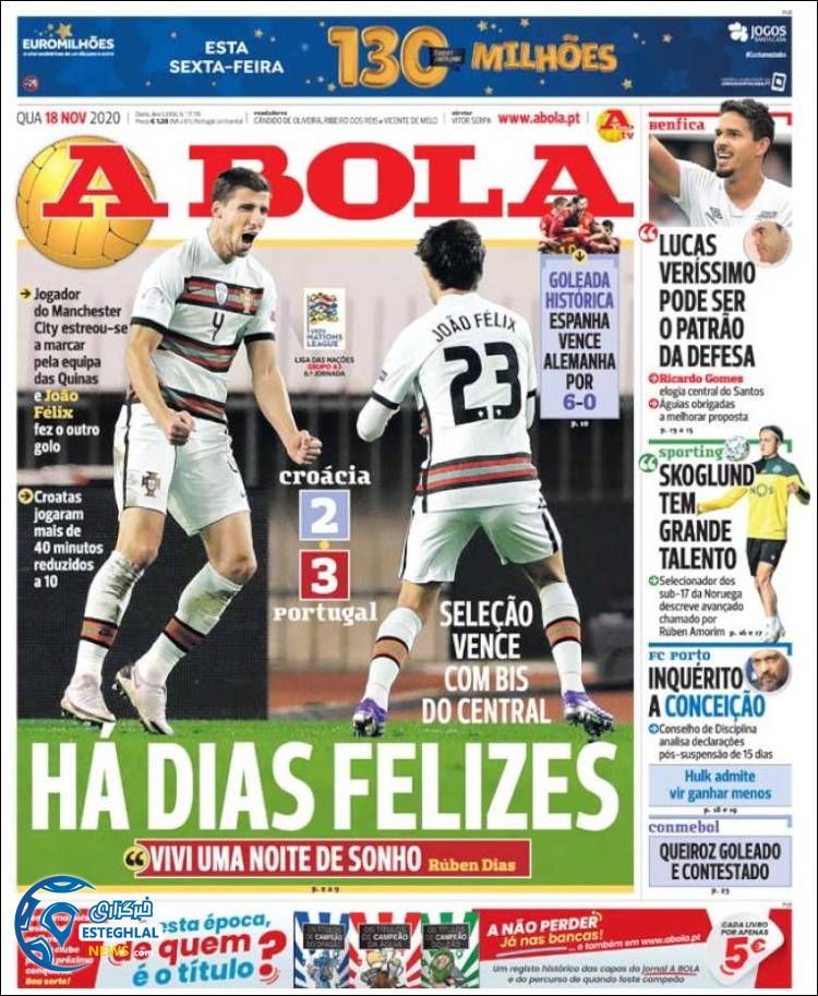 روزنامه ورزشی آبولا چهارشنبه 28 آبان 1399