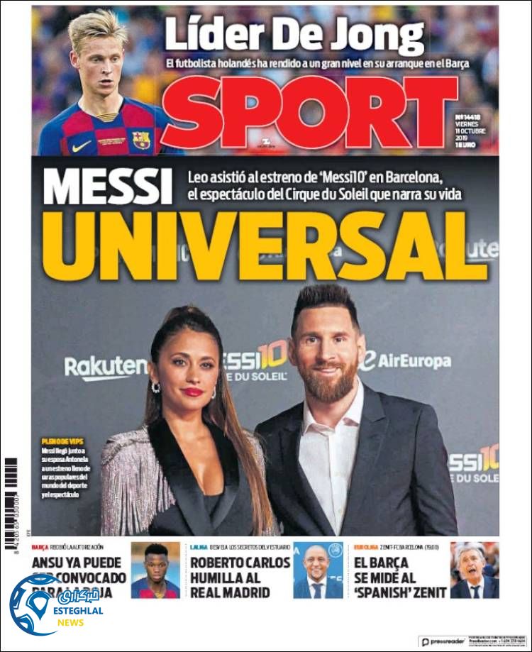 روزنامه ورزشی اسپورت جمعه 19 مهر 1398