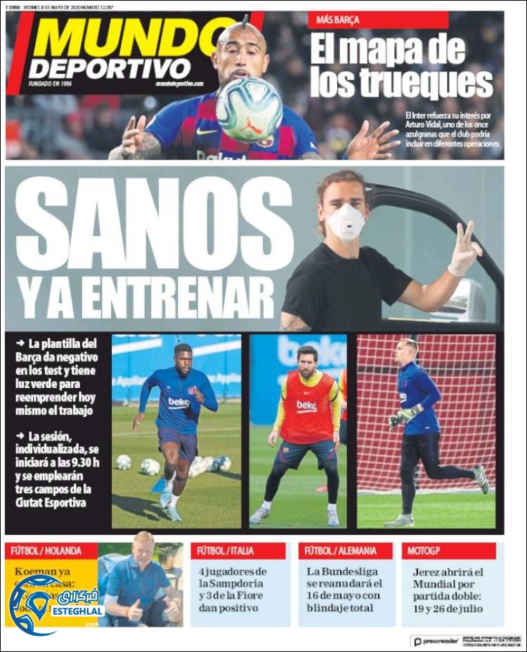 روزنامه ورزشی موندو دپورتیوو جمعه 19 اردیبهشت 1399