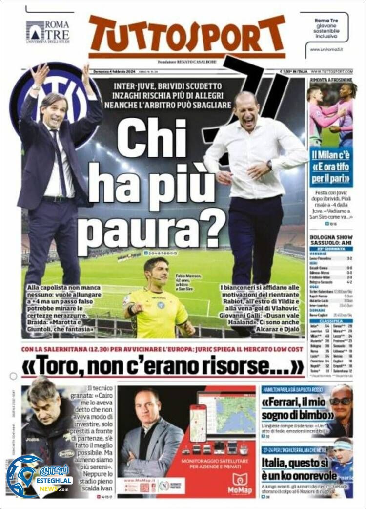 روزنامه  ورزشی توتو اسپورت یکشنبه 15 بهمن 1402  