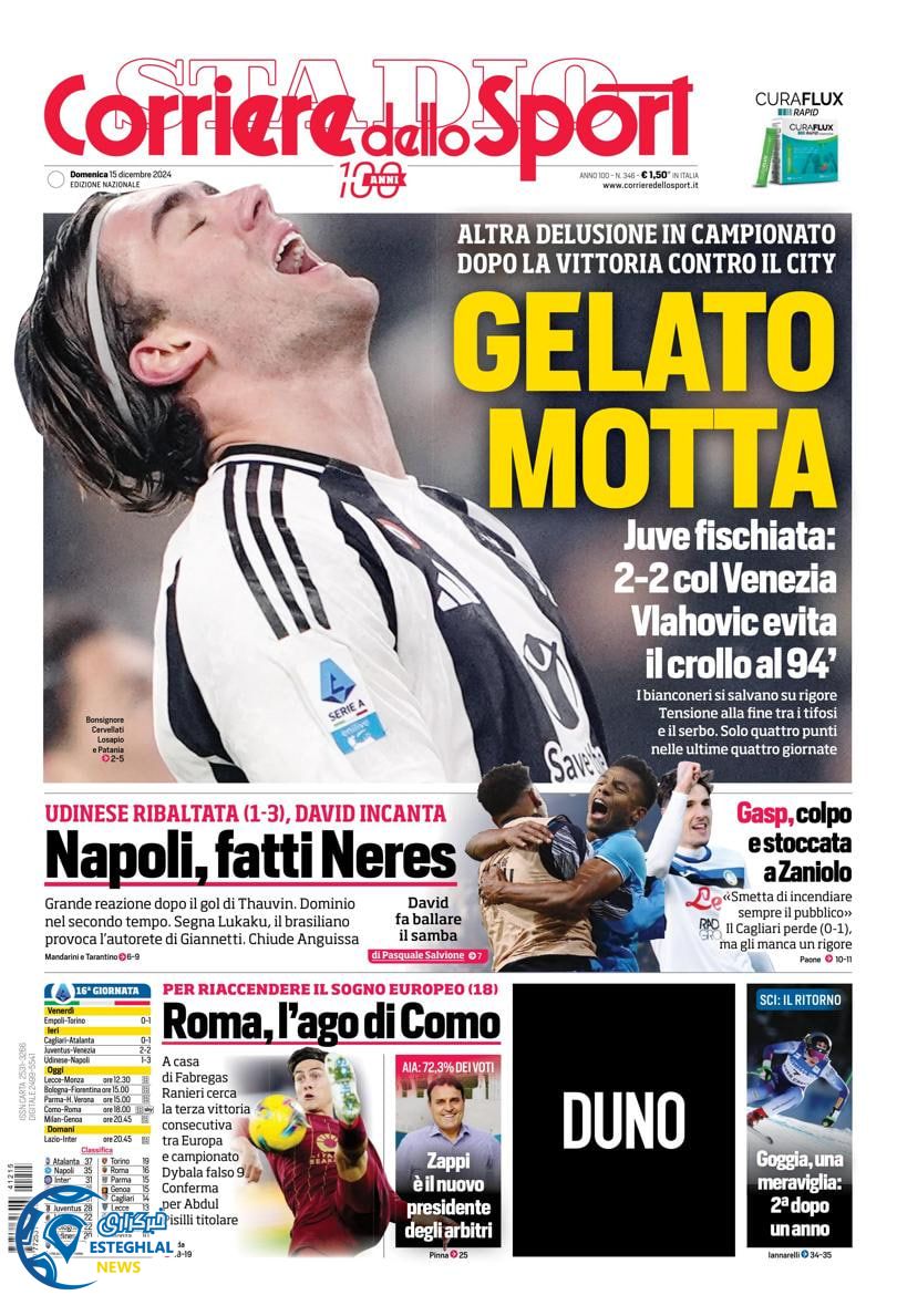 روزنامه ورزشی کویره دلو اسپورت یکشنبه 25 آذر 1403 