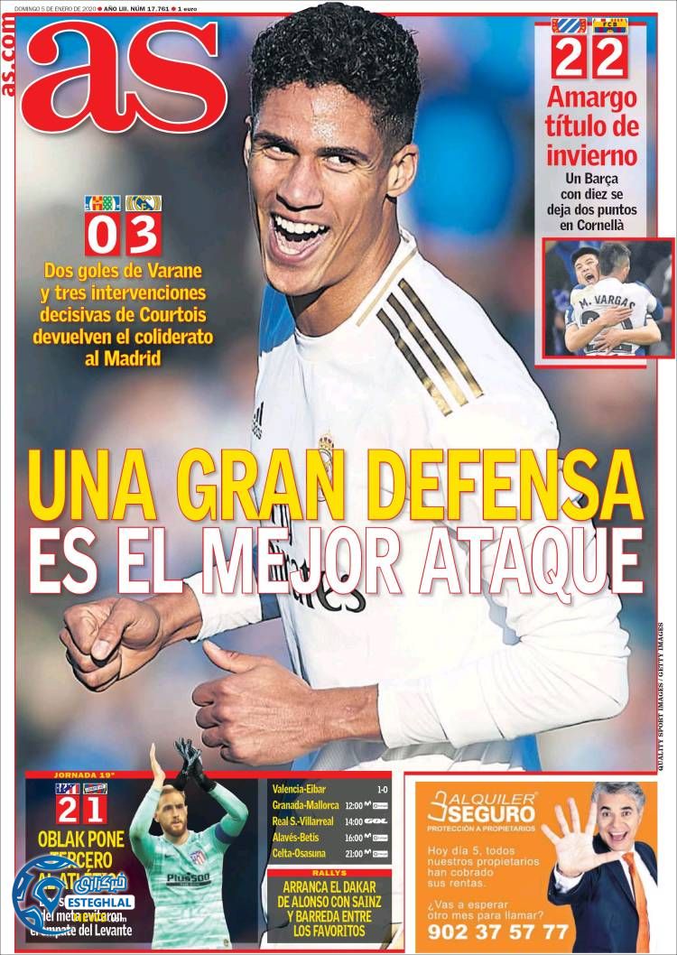 روزنامه ورزشی آاس یکشنبه 15 دی 1398