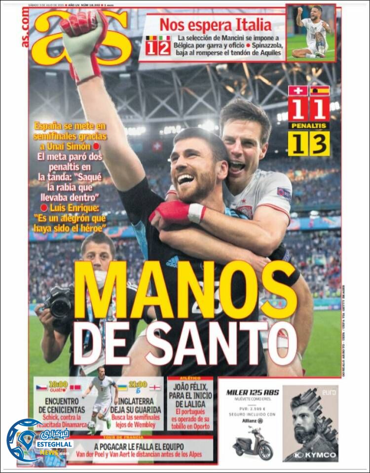 روزنامه ورزشی آ اس شنبه 12 تیر 1400