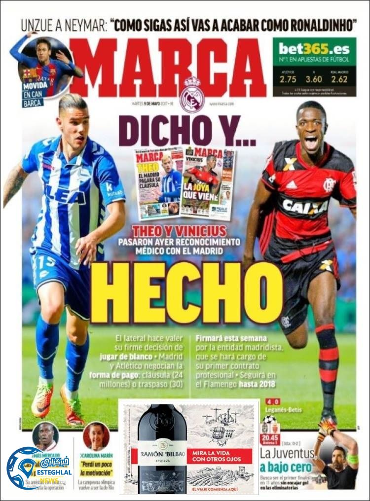 روزنامه های ورزشی جهان 19 اردیبهشت