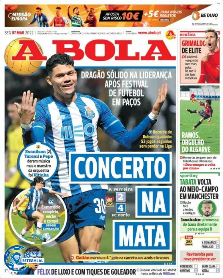 روزنامه ورزشی آبولا دوشنبه 16 اسفند 1400